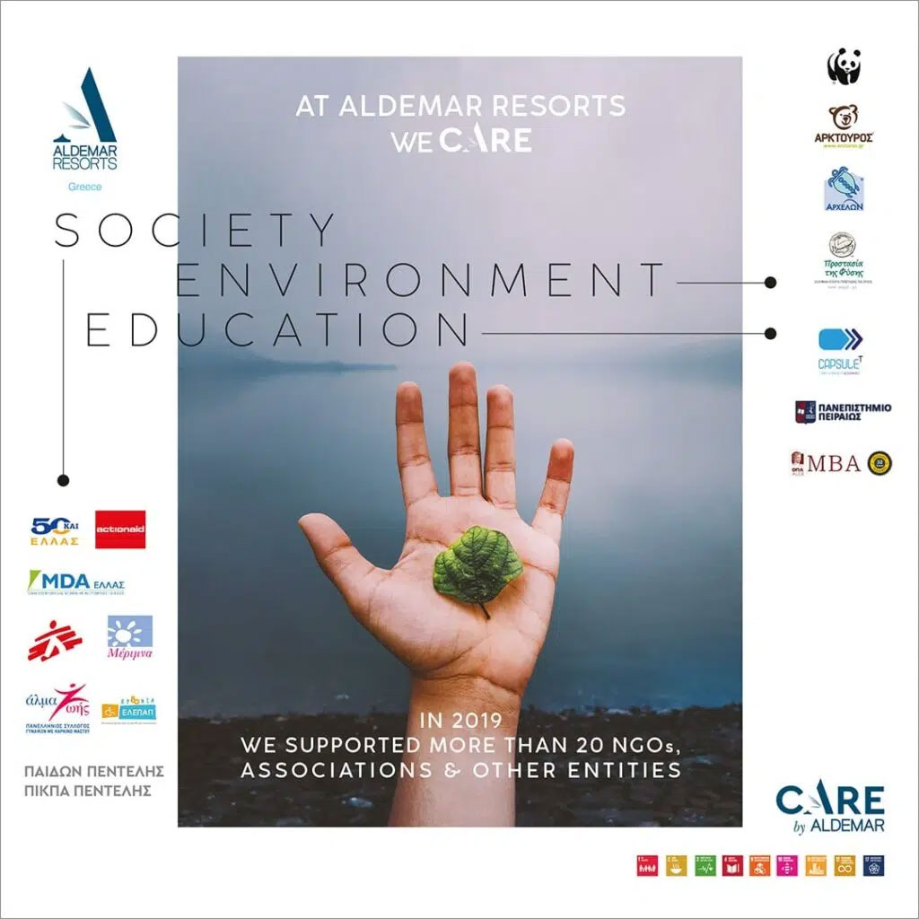 AT ALDEMAR RESORTS WE CARE ABOUT SOCIETY, ENVIRONMENT & EDUCATION