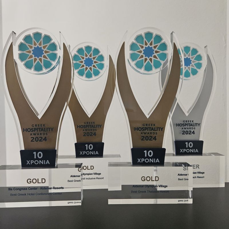 Aldemar Resorts at the Greek Hospitality Awards 2024: Golden Awards for Olympian Village and Ilis Congress Center